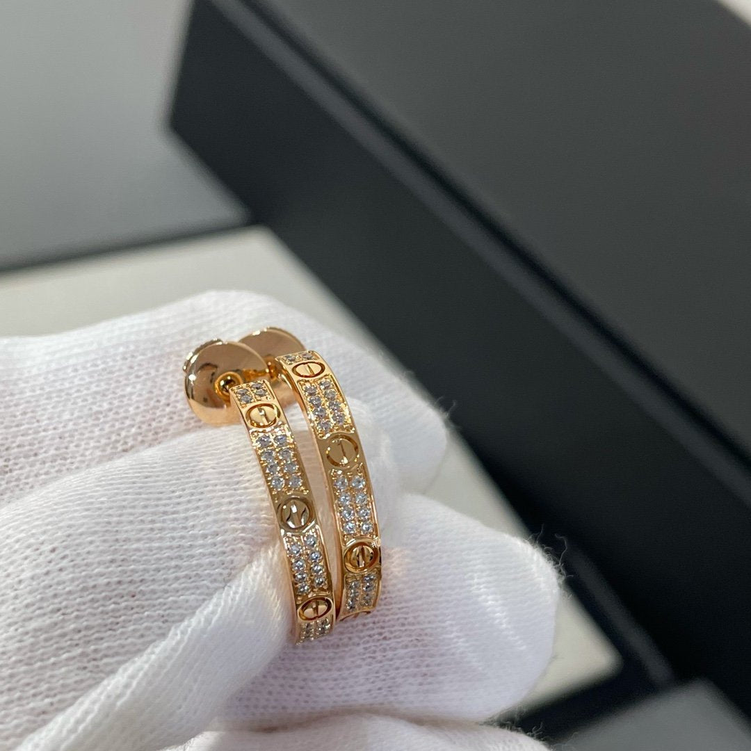 [Noble Aura jewelry]LOVE DIAMOND PINK GOLD HOOP EARRINGS