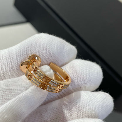 [Noble Aura jewelry]LOVE DIAMOND PINK GOLD HOOP EARRINGS