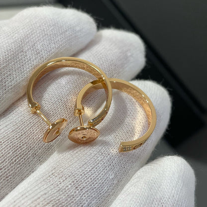 [Noble Aura jewelry]LOVE DIAMOND PINK GOLD HOOP EARRINGS