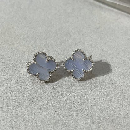 [Noble Aura jewelry]CLOVER CHALCEDONY SILVER STUD EARRINGS