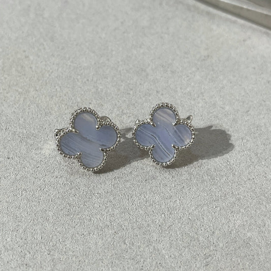 [Noble Aura jewelry]CLOVER CHALCEDONY SILVER STUD EARRINGS