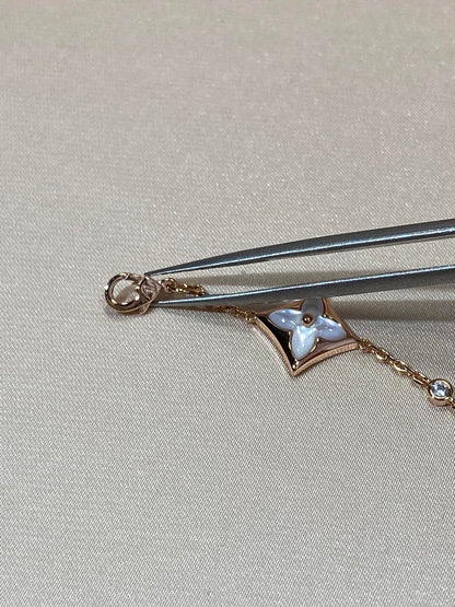 [Noble Aura jewelry]STAR 4 MOTIF MOP DIAMOND PINK GOLD BRACELET