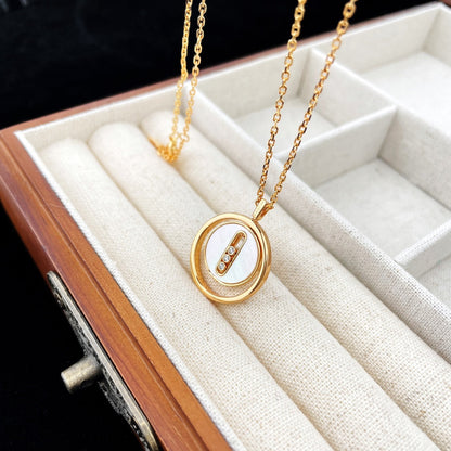 [Noble Aura jewelry]LUCKY MOVE MOP PINK GOLD NECKLACE