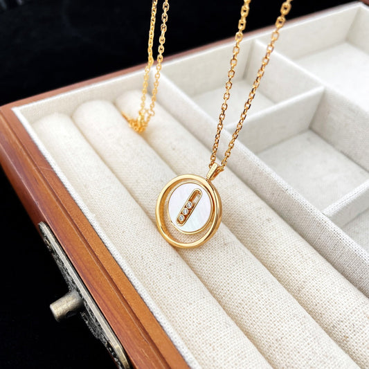 [Noble Aura jewelry]LUCKY MOVE MOP PINK GOLD NECKLACE