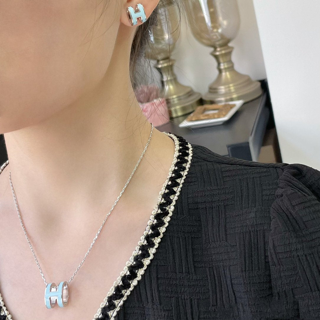 [Noble Aura jewelry]POP H SKY BLUE NECKLACE