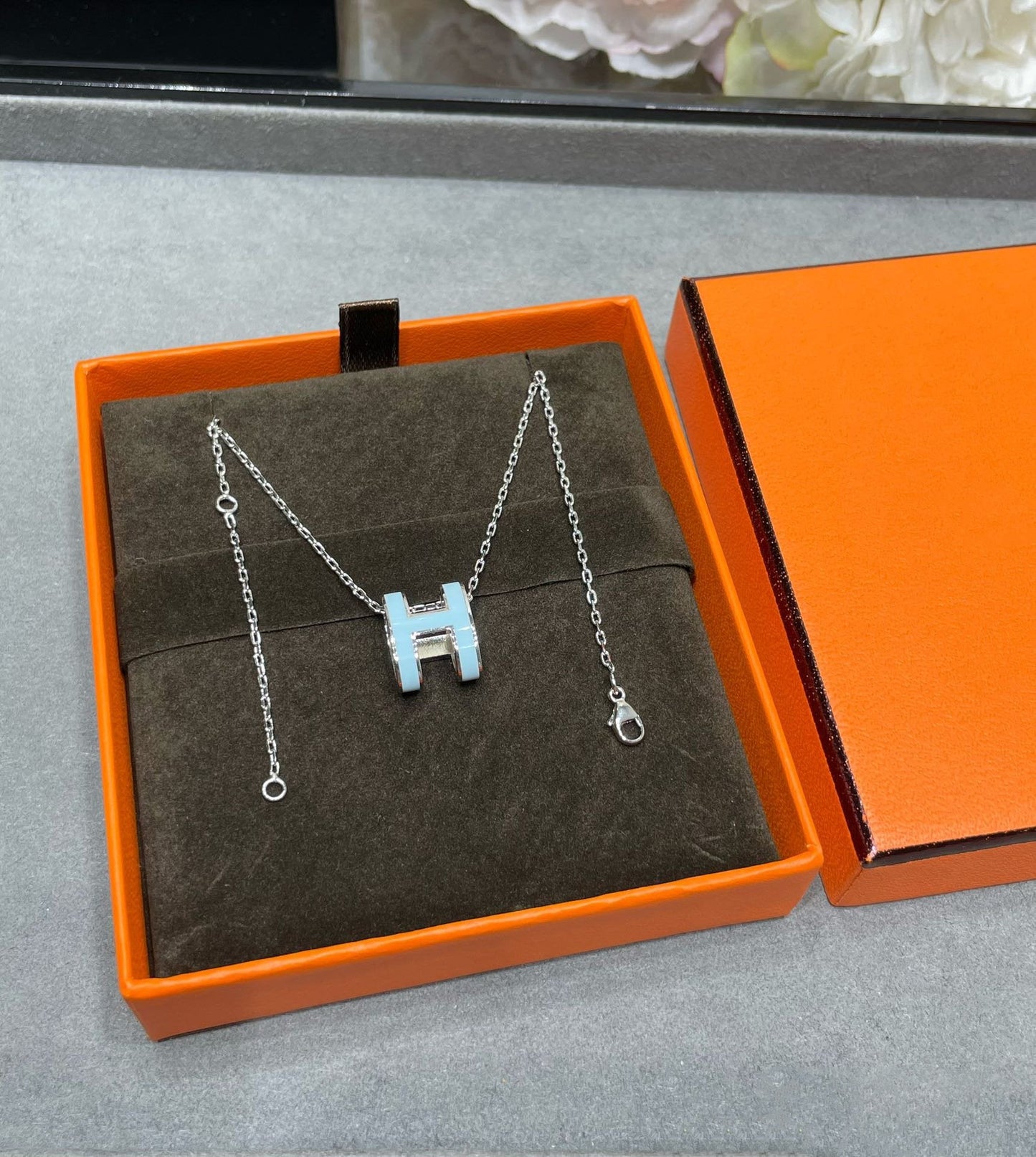 [Noble Aura jewelry]POP H SKY BLUE NECKLACE