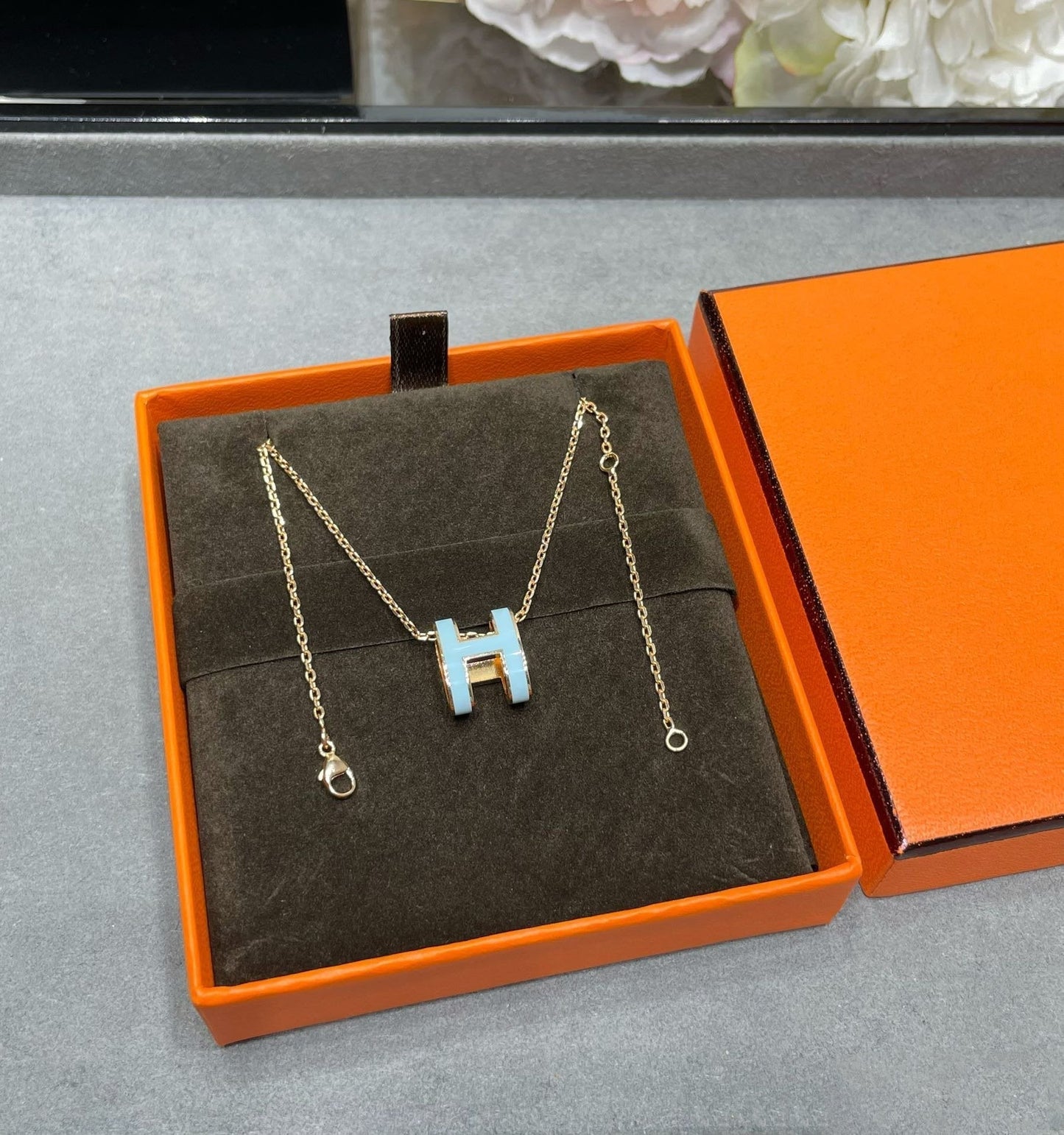 [Noble Aura jewelry]POP H SKY BLUE NECKLACE