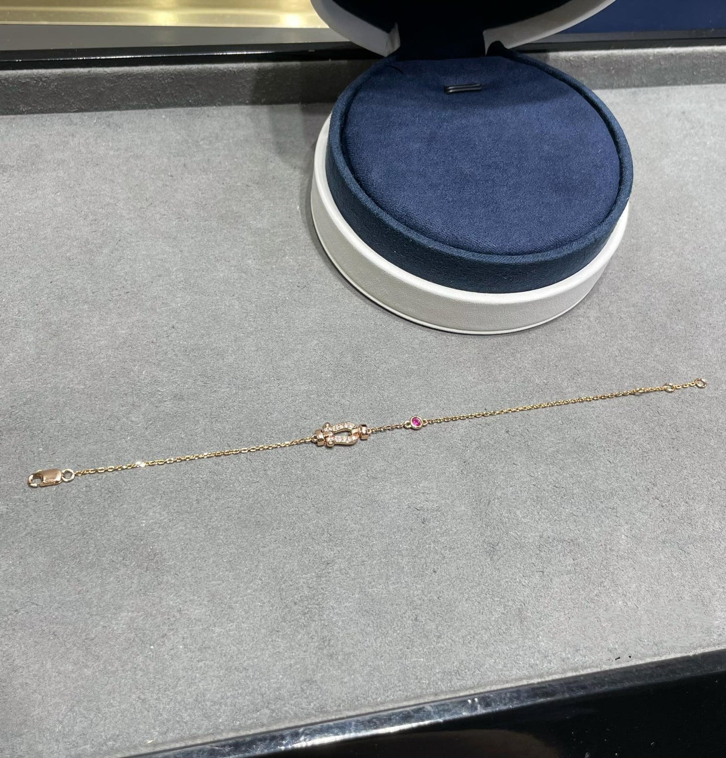 [Noble Aura jewelry]FORCE 10 DIAMOND CHAIN LINK PINK GOLD BRACELET