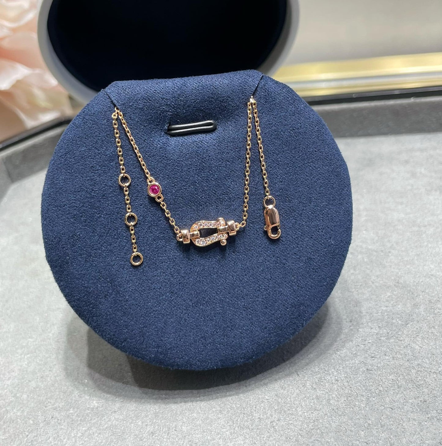 [Noble Aura jewelry]FORCE 10 DIAMOND CHAIN LINK PINK GOLD BRACELET