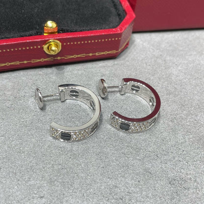 [Noble Aura jewelry]LOVE CERAMIC DIAMOND PAVED SILVER EARRINGS