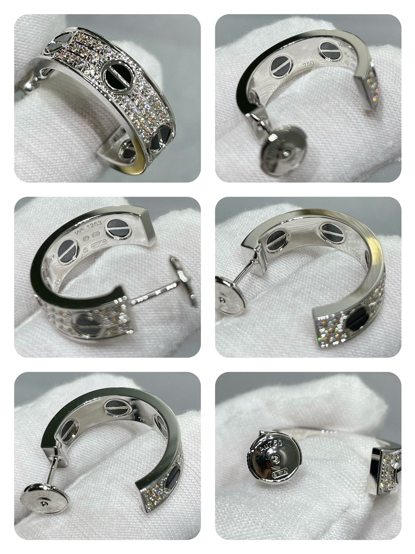 [Noble Aura jewelry]LOVE CERAMIC DIAMOND PAVED SILVER EARRINGS