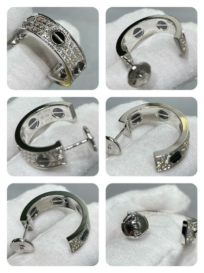 [Noble Aura jewelry]LOVE CERAMIC DIAMOND PAVED SILVER EARRINGS