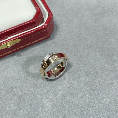 [Noble Aura jewelry]LOVE PINK GOLD SILVER DIAMOND DOUBLE RING