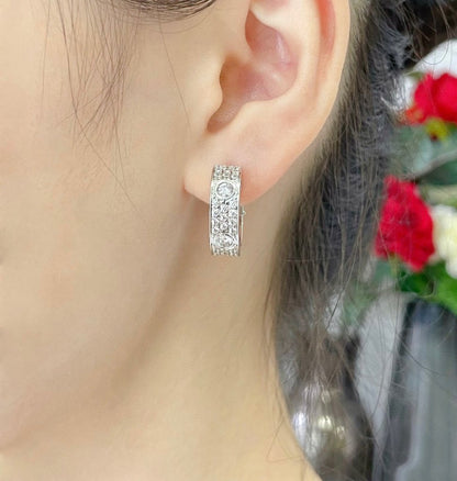 [Noble Aura jewelry]LOVE 5.5MM DIAMOND PAVED EARRINGS