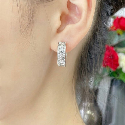 [Noble Aura jewelry]LOVE 5.5MM DIAMOND PAVED EARRINGS