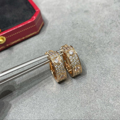 [Noble Aura jewelry]LOVE 5.5MM DIAMOND PAVED EARRINGS