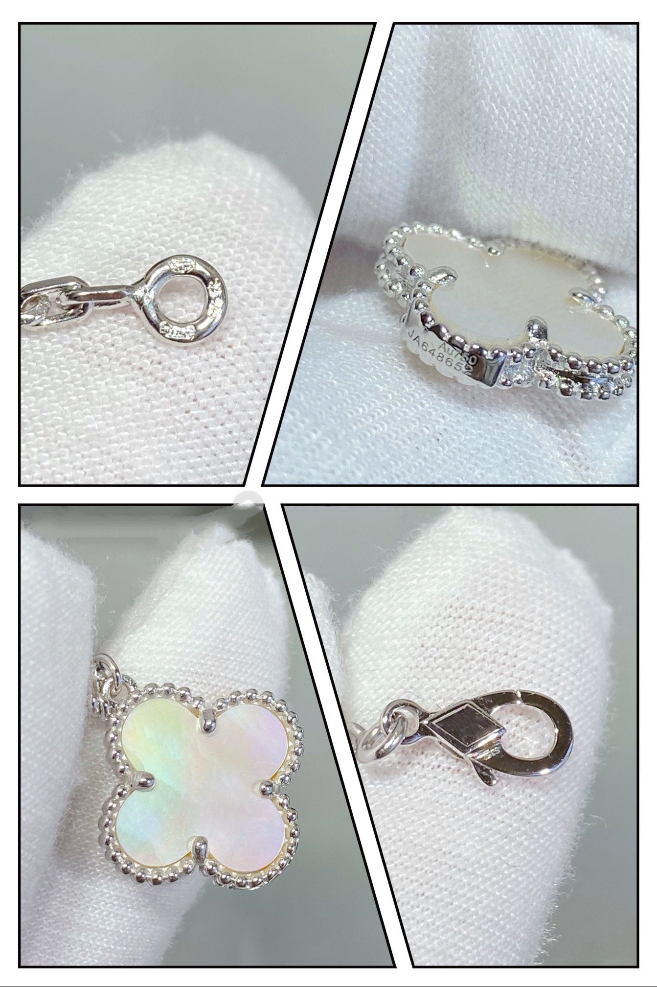 [Noble Aura jewelry]CLOVER 5 MOTIF WHITE MOP SILVER BRACELET