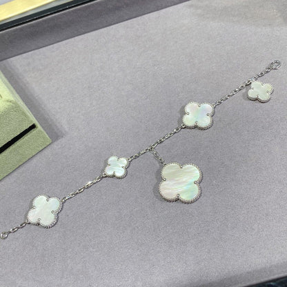 [Noble Aura jewelry]CLOVER 5 MOTIF WHITE MOP SILVER BRACELET