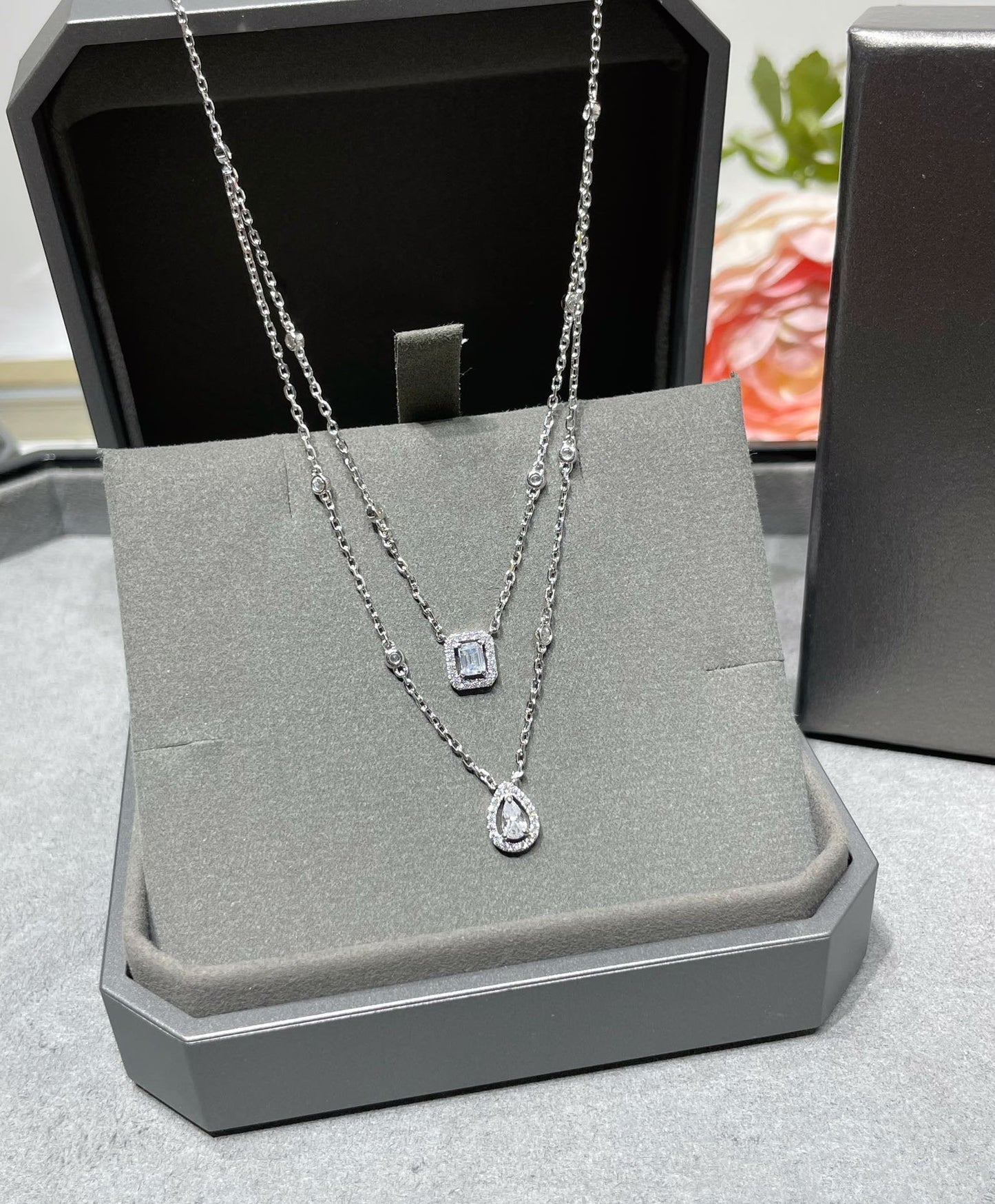 [Noble Aura jewelry]MY TWIN 2 ROW DIAMOND NECKLACE
