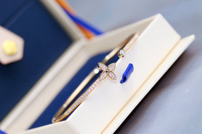 [Noble Aura jewelry]IDYLLE PINK GOLD OPEN BRACELET DIAMOND PAVED