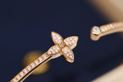 [Noble Aura jewelry]IDYLLE PINK GOLD OPEN BRACELET DIAMOND PAVED