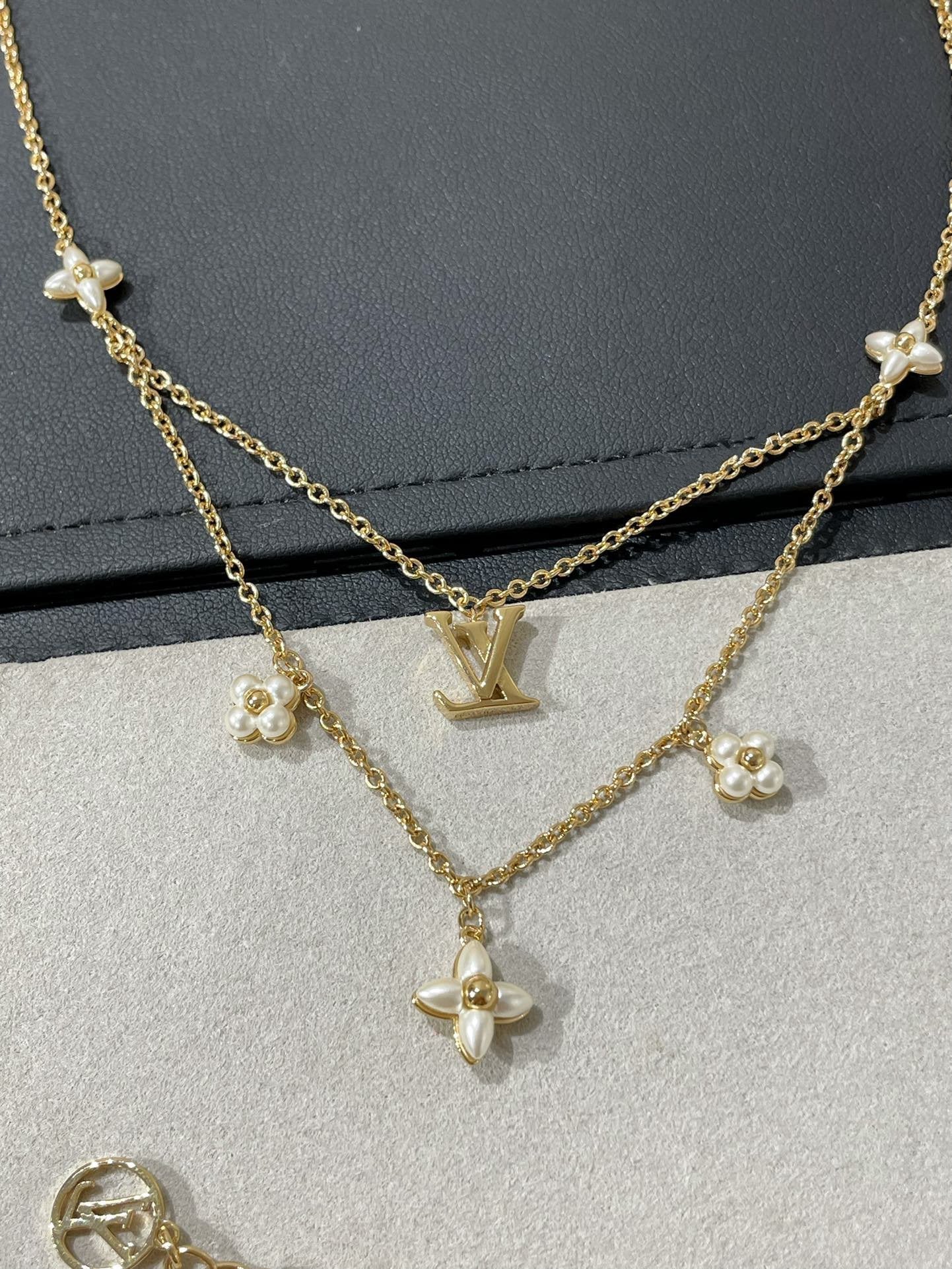 [Noble Aura jewelry]FLOWERGRAM GOLD MOP DOUBLE ROW NECKLACE
