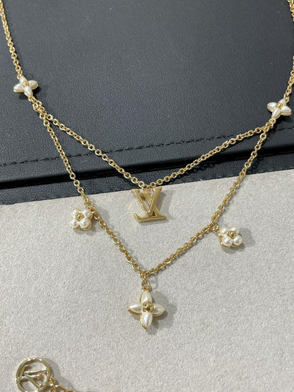 [Noble Aura jewelry]FLOWERGRAM GOLD MOP DOUBLE ROW NECKLACE