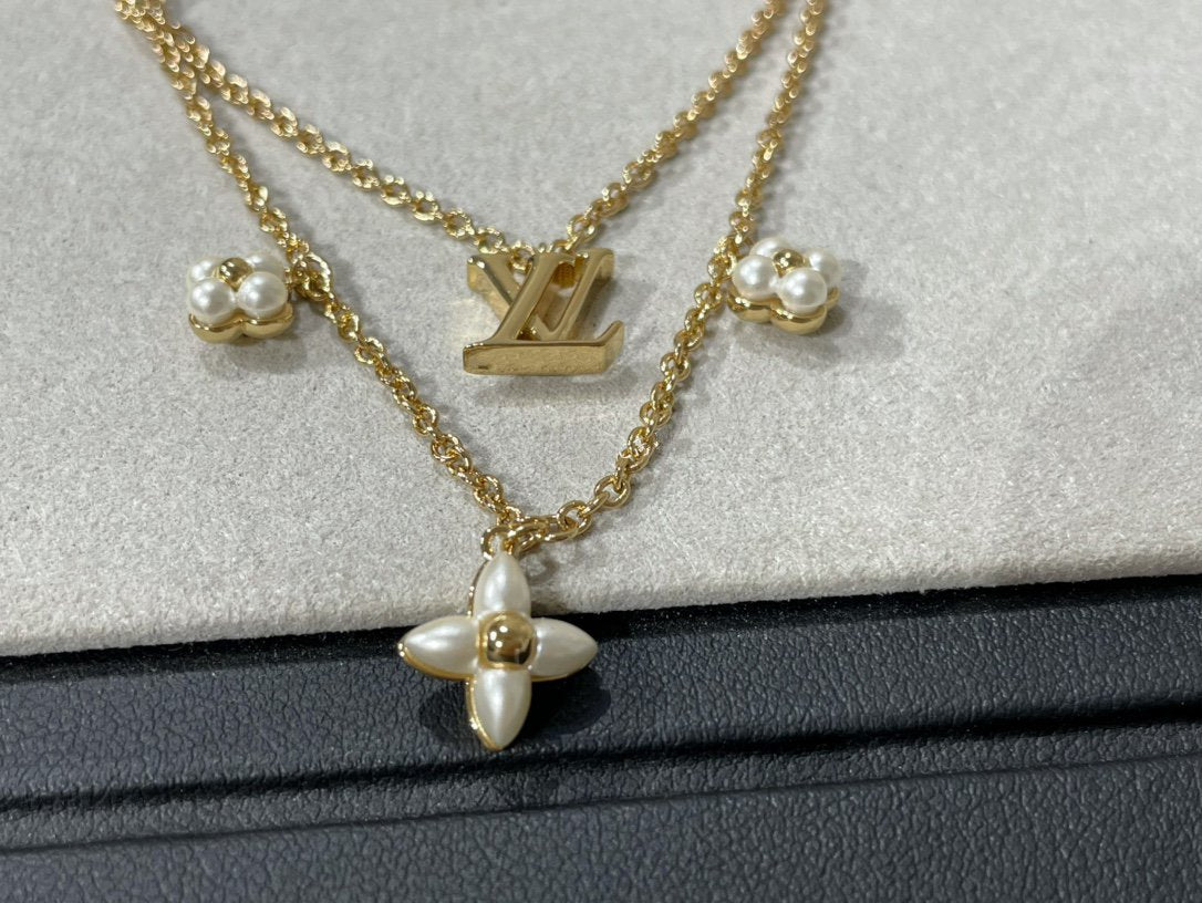 [Noble Aura jewelry]FLOWERGRAM GOLD MOP DOUBLE ROW NECKLACE