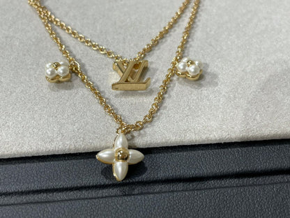 [Noble Aura jewelry]FLOWERGRAM GOLD MOP DOUBLE ROW NECKLACE