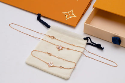 [Noble Aura jewelry]STAR PINK MOP 1 DIAMOND PINK GOLD NECKLACE