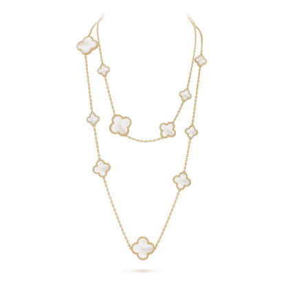 [Noble Aura jewelry]CLOVER 16 MOTIF WHITE MOP GOLD NECKLACE