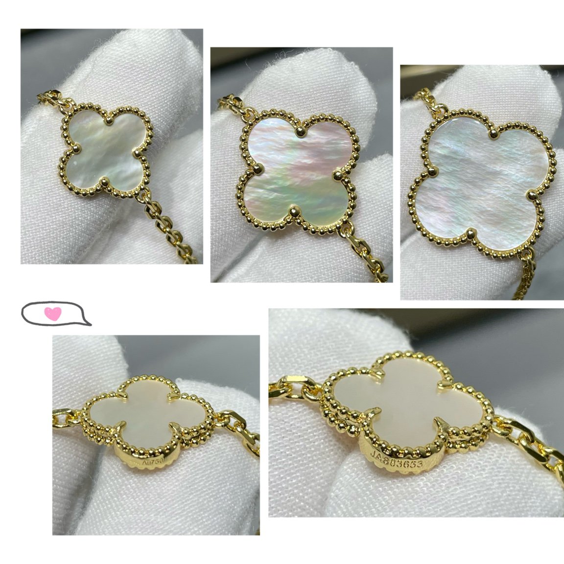 [Noble Aura jewelry]CLOVER 16 MOTIF WHITE MOP GOLD NECKLACE