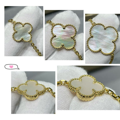 [Noble Aura jewelry]CLOVER 16 MOTIF WHITE MOP GOLD NECKLACE