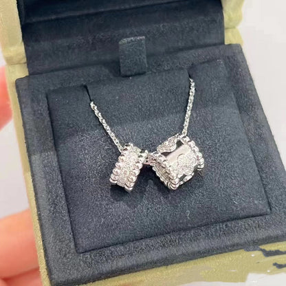 [Noble Aura jewelry]PERLEE DOUBLE PENDANT SILVER DIAMOND NECKLACE