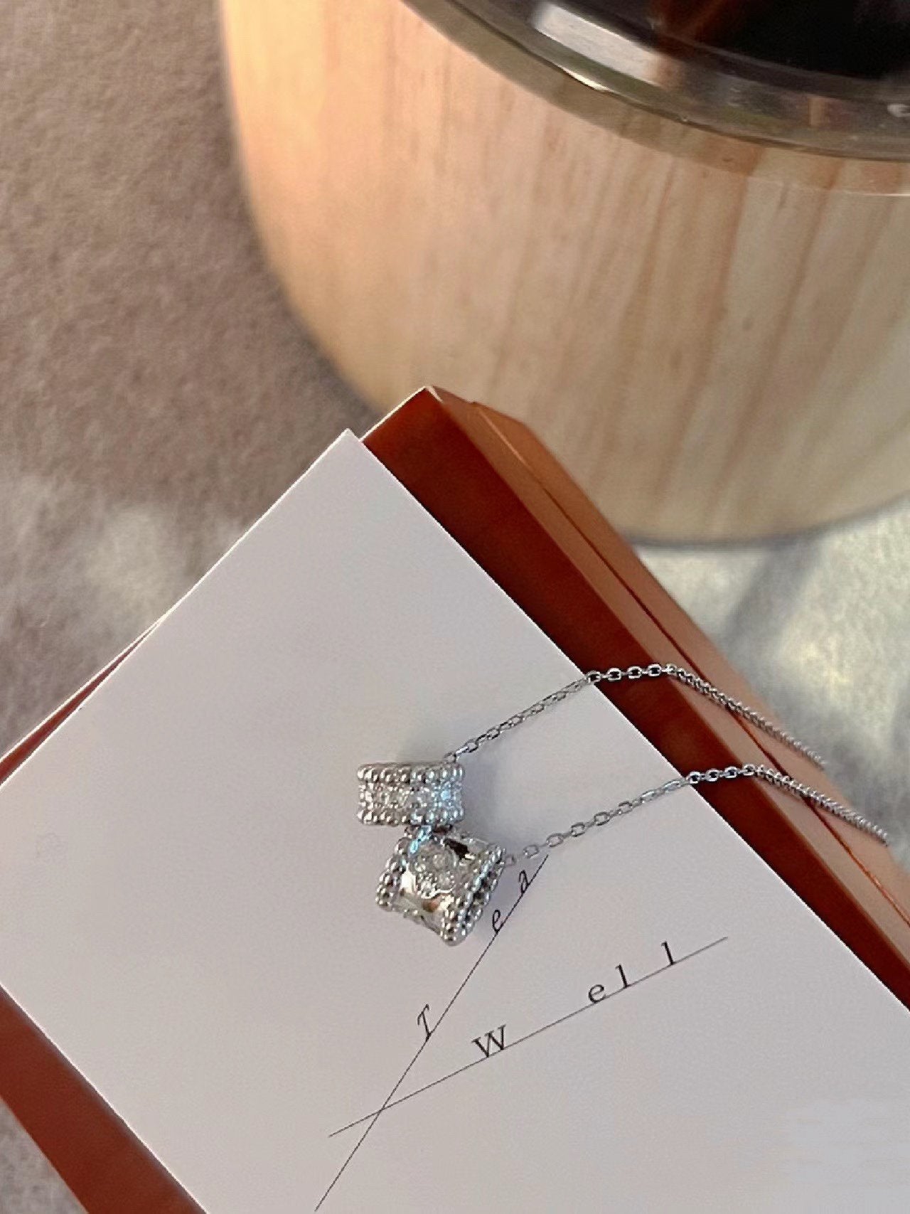 [Noble Aura jewelry]PERLEE DOUBLE PENDANT SILVER DIAMOND NECKLACE