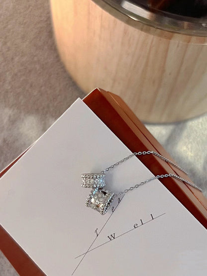 [Noble Aura jewelry]PERLEE DOUBLE PENDANT SILVER DIAMOND NECKLACE