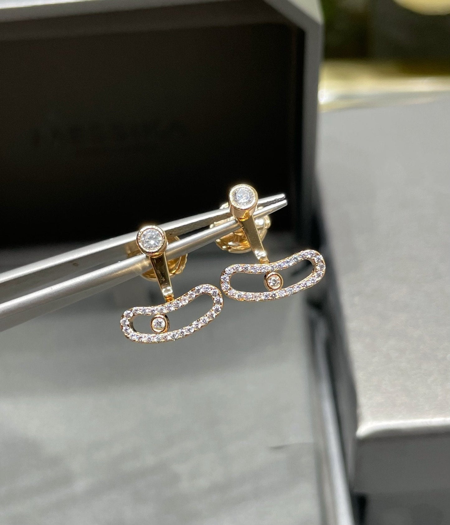 [Noble Aura jewelry]MOVE UNO PINK GOLD DIAMOND EARRINGS