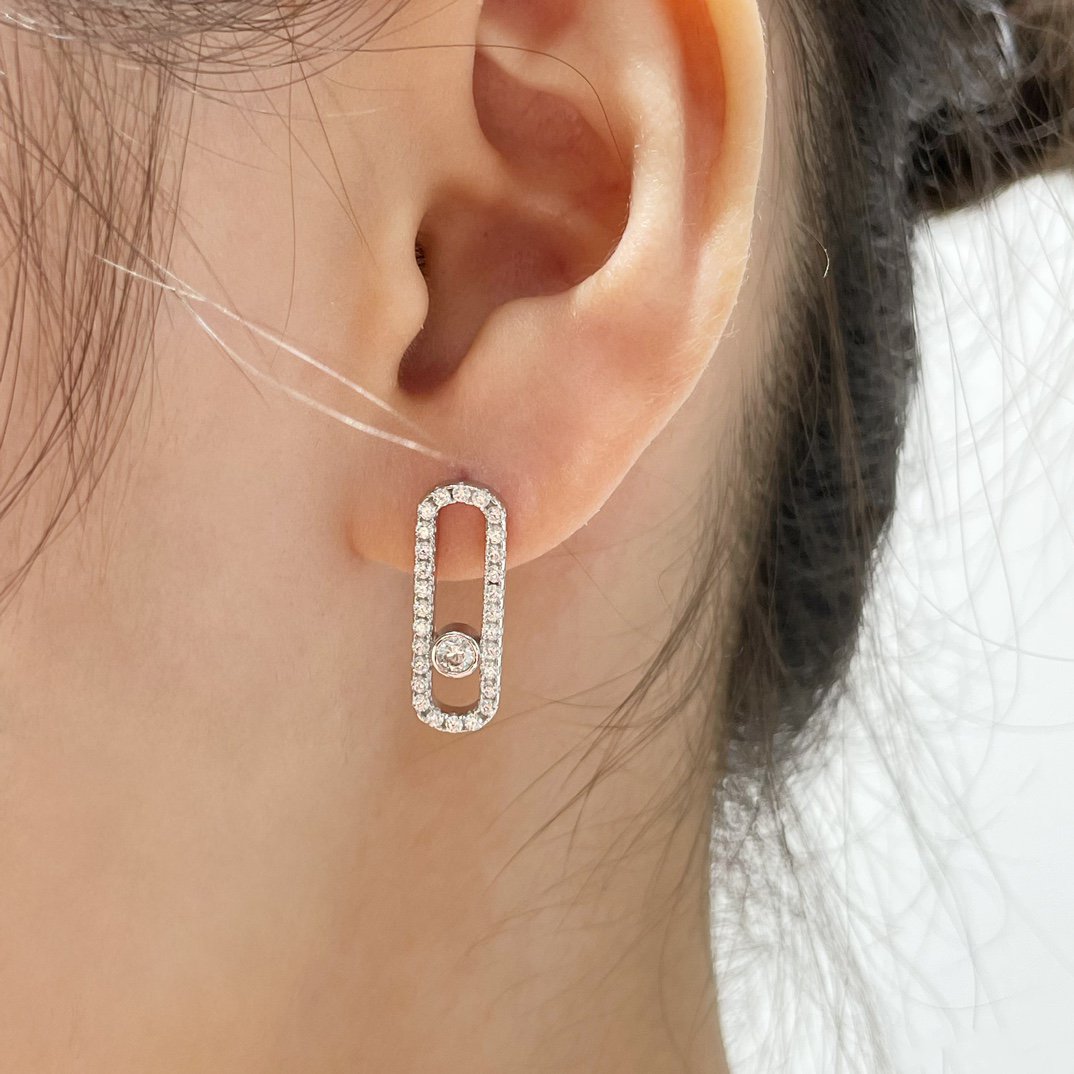 [Noble Aura jewelry]MOVE UNO STUD DIAMOND PAVED EARRINGS