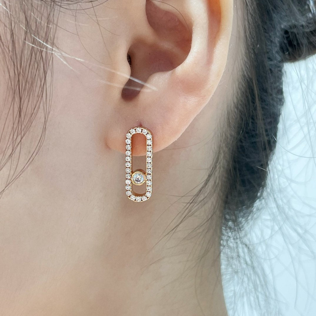 [Noble Aura jewelry]MOVE UNO STUD DIAMOND PAVED EARRINGS