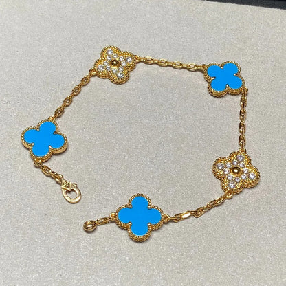 [Noble Aura jewelry] CLOVER 5 MOTIF BLUE AGATE BRACELET COLLECTION