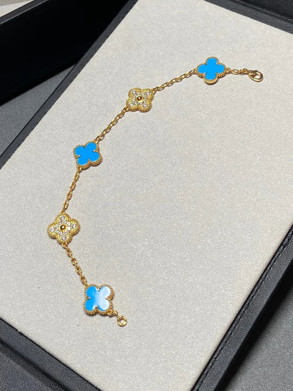 [Noble Aura jewelry] CLOVER 5 MOTIF BLUE AGATE BRACELET COLLECTION