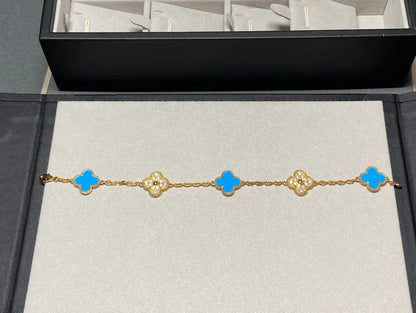 [Noble Aura jewelry] CLOVER 5 MOTIF BLUE AGATE BRACELET COLLECTION