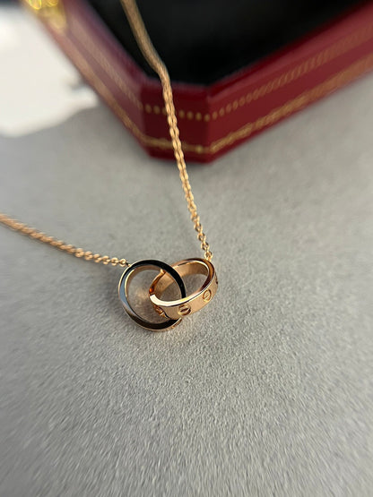 [Noble Aura jewelry]LOVE NECKLACE DOUBLE RING PINK GOLD
