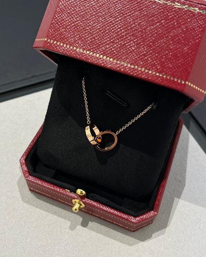 [Noble Aura jewelry]LOVE NECKLACE DOUBLE RING PINK GOLD