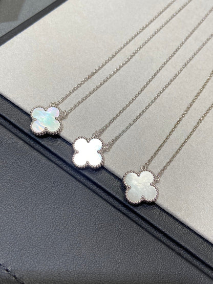 [Noble Aura jewelry]CLOVER MEDIUM SILVER WHITE MOP NECKLACE
