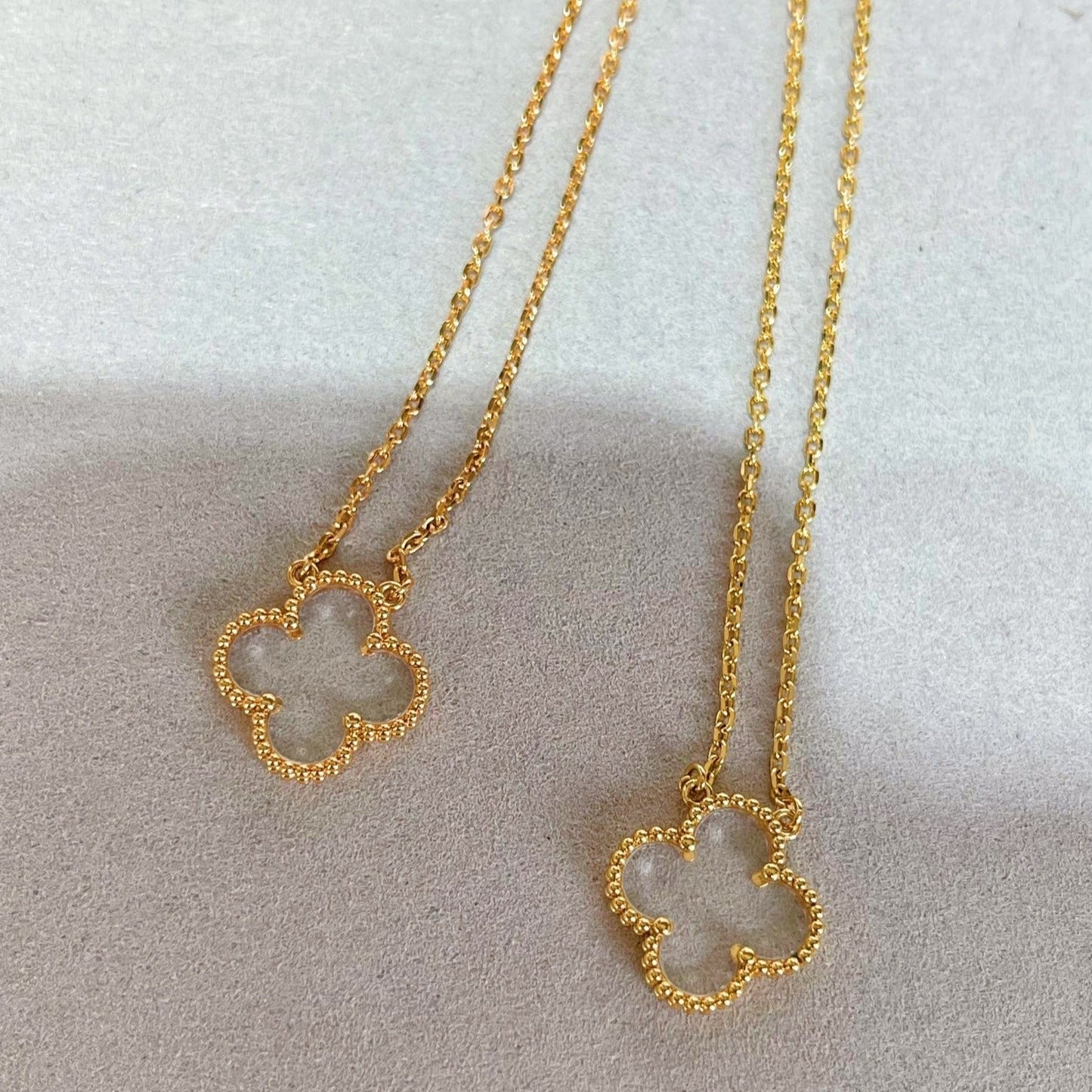 [Noble Aura jewelry]CLOVER ROCK CRYSTAL ROSE GOLD NECKLACE
