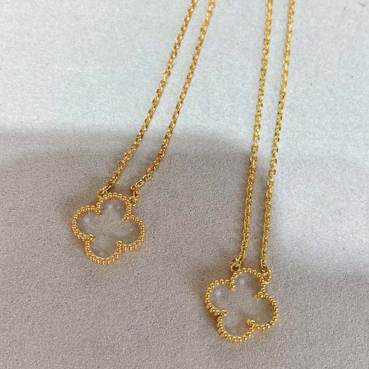 [Noble Aura jewelry]CLOVER ROCK CRYSTAL ROSE GOLD NECKLACE
