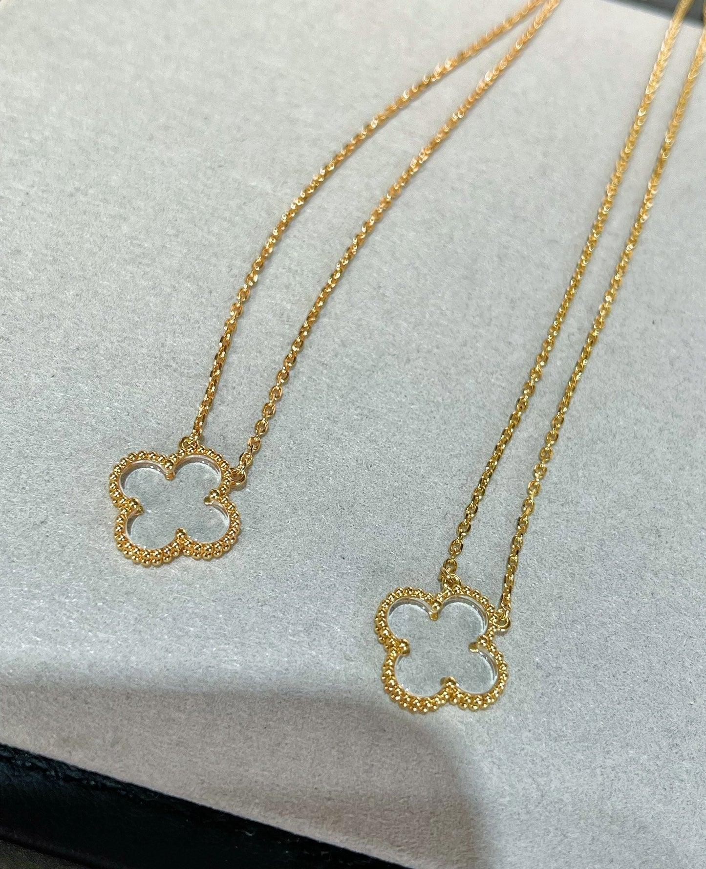 [Noble Aura jewelry]CLOVER ROCK CRYSTAL ROSE GOLD NECKLACE