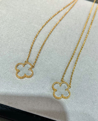 [Noble Aura jewelry]CLOVER ROCK CRYSTAL ROSE GOLD NECKLACE