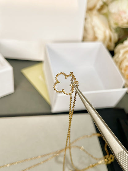 [Noble Aura jewelry]CLOVER ROCK CRYSTAL ROSE GOLD NECKLACE